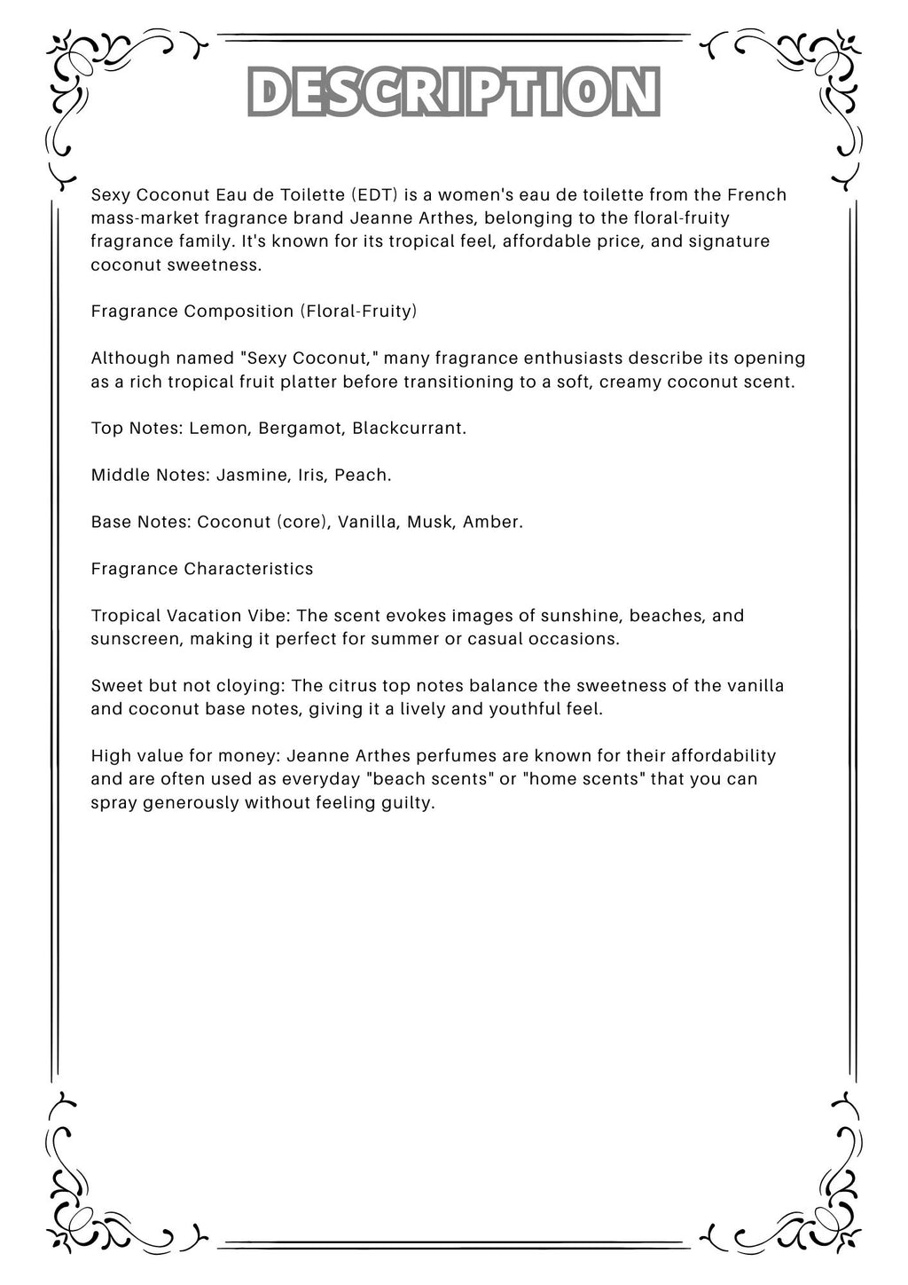 W34 - Sexy Coconut EDT Travel Spray 2ml, 5ml, 10ml  性感椰子淡香水 分裝瓶