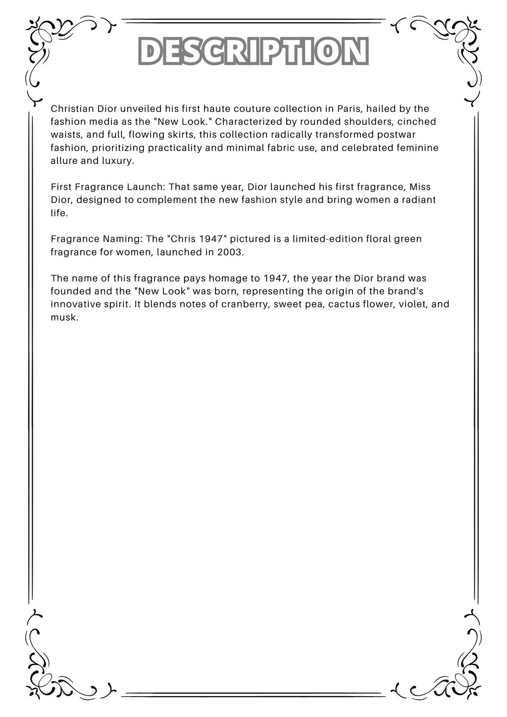 W62 - Christian Dior 1947 Chris Travel Spray 2ml, 5ml, 10ml  1947限量版淡香水 分裝瓶