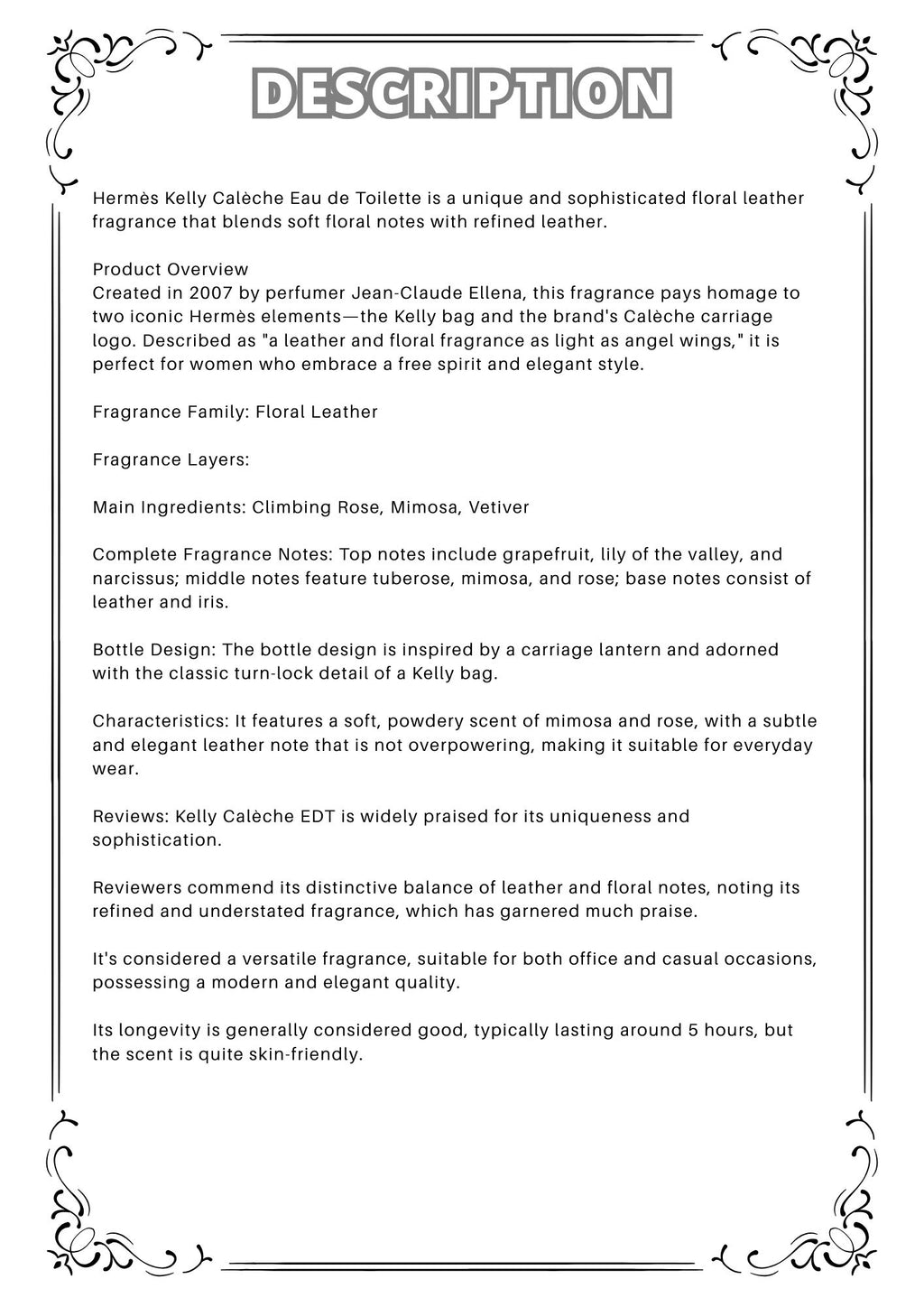 W69 - Hermes Kelly Caleche EDT Travel Spray 2ml, 5ml, 10ml  愛馬仕凱莉女士淡香水 分裝瓶