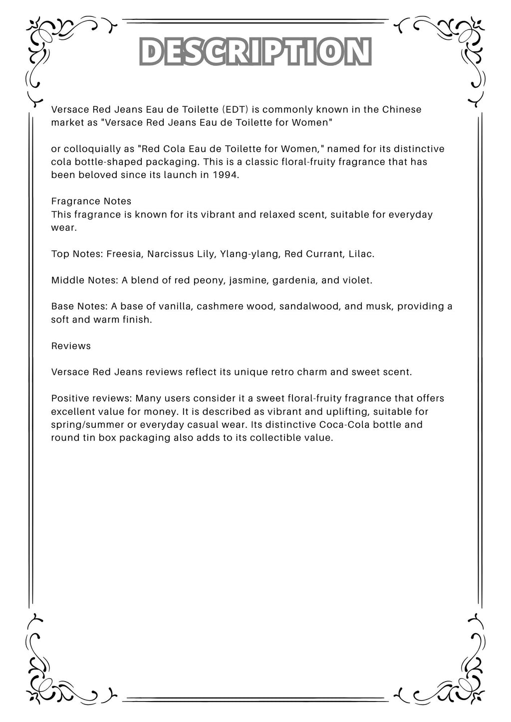 W47 - Versace red jeans woman Travel Spray 2ml, 5ml, 10ml  范思哲紅色牛仔女士淡香水 分裝瓶