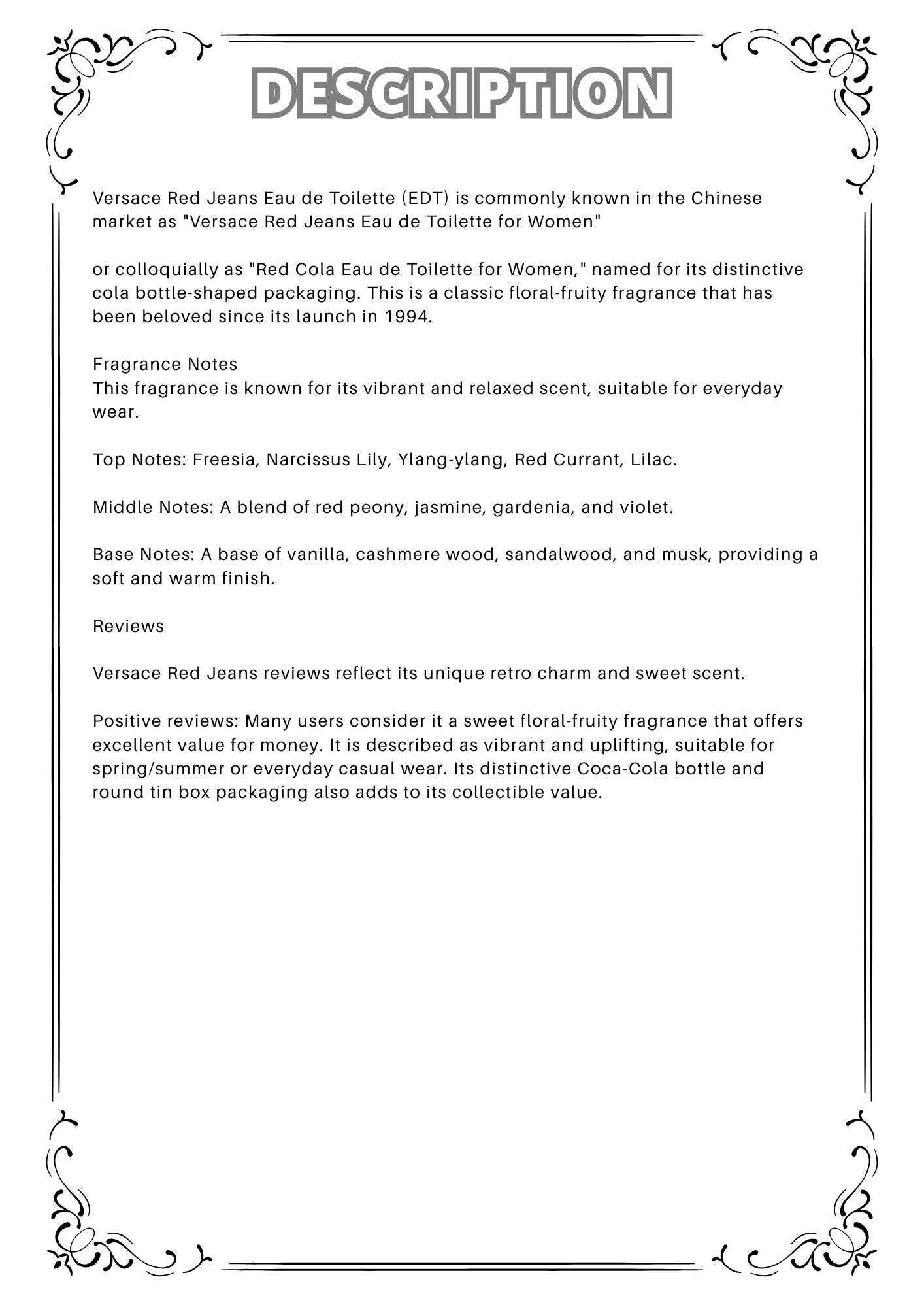 W47 - Versace red jeans woman Travel Spray 2ml, 5ml, 10ml  范思哲紅色牛仔女士淡香水 分裝瓶