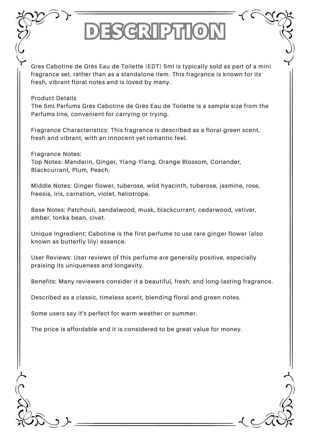 W23-Cabatine De Gres EDT Travel Spray 2ml, 5ml, 10ml  歌寶婷香水 分裝瓶