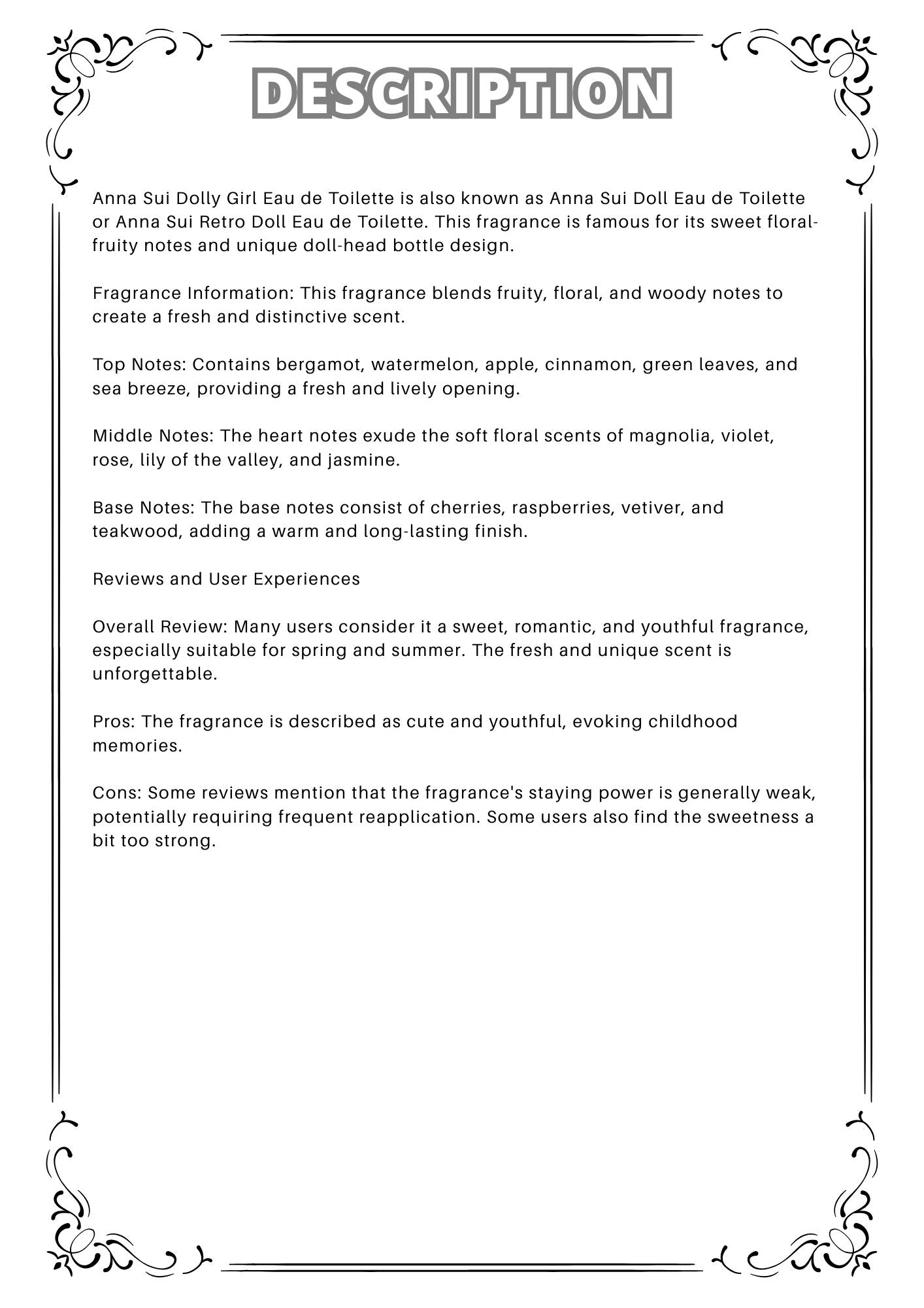 W52 - Anna Sui Dolly EDT Travel Spray 2ml, 5ml, 10ml  安娜蘇洋娃娃女性淡香水 分裝瓶