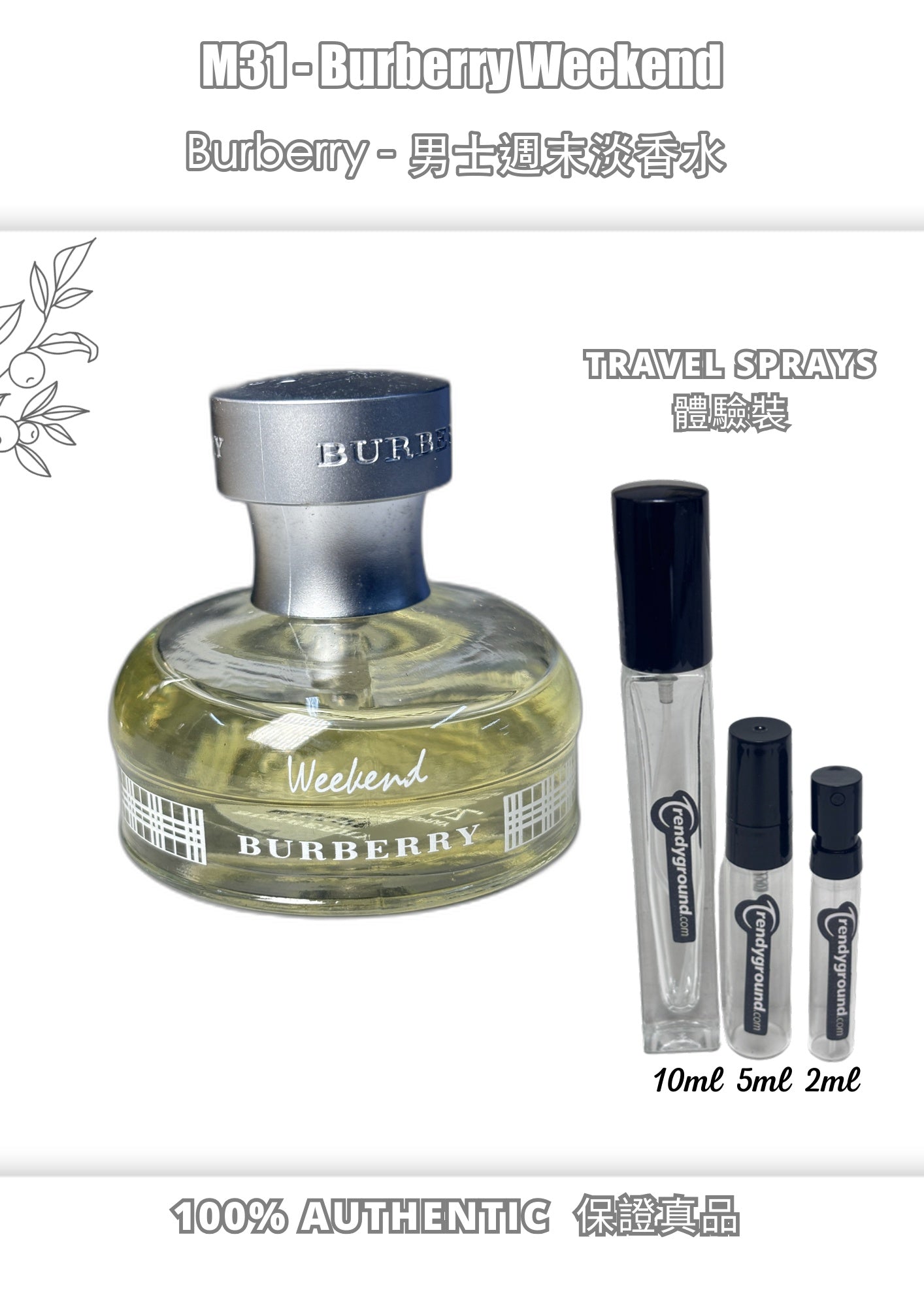M31 - 巴寶莉週末 Burberry Weekend Travel Spray 2ml, 5ml, 10ml